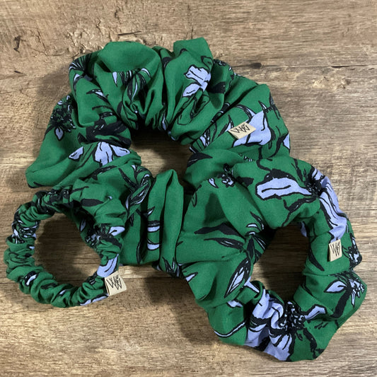 Scrunchies - Green Blue Abstract Floral