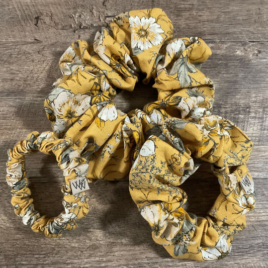 Scrunchies - Mustard Floral