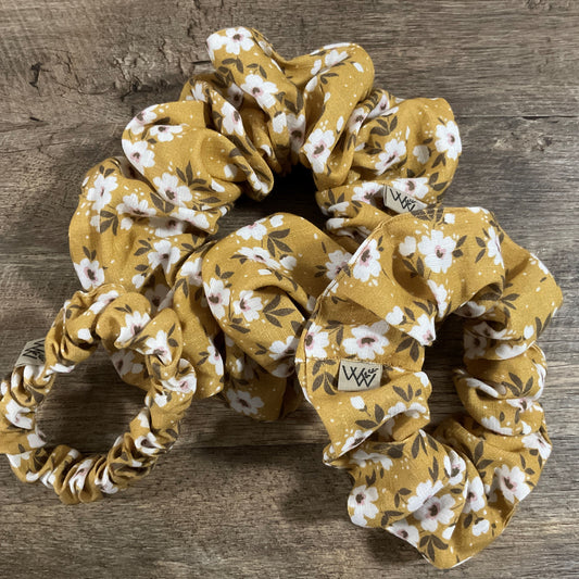 Scrunchies - Mustard & White Floral