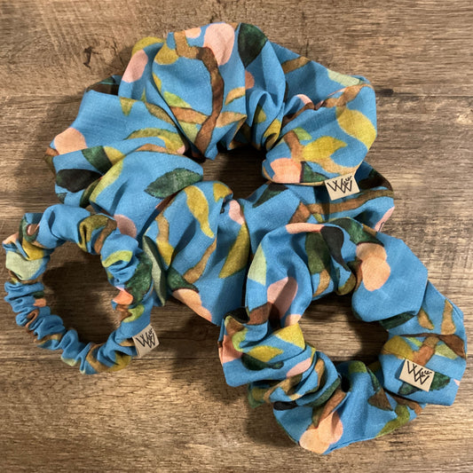 Scrunchies - Blue Leaf Abstract