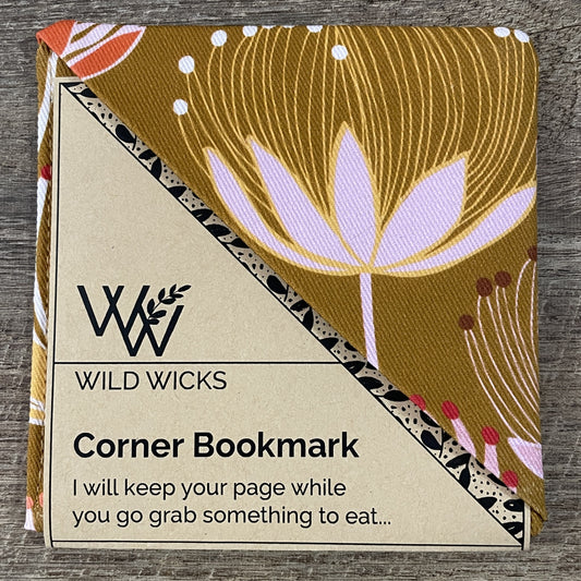 Fabric Corner Bookmark - Mustard Floral