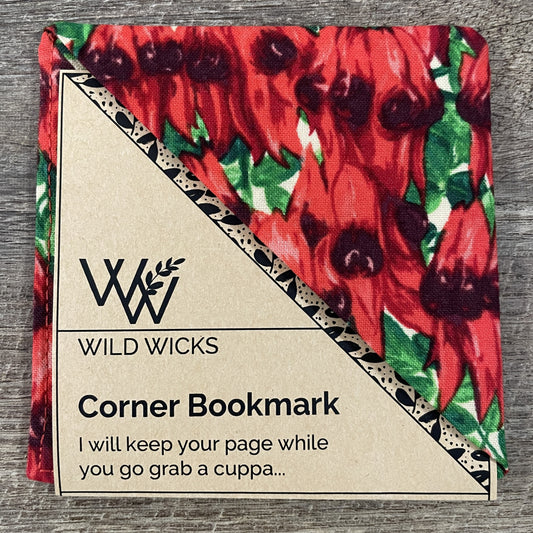 Fabric Corner Bookmark - Desert Pea