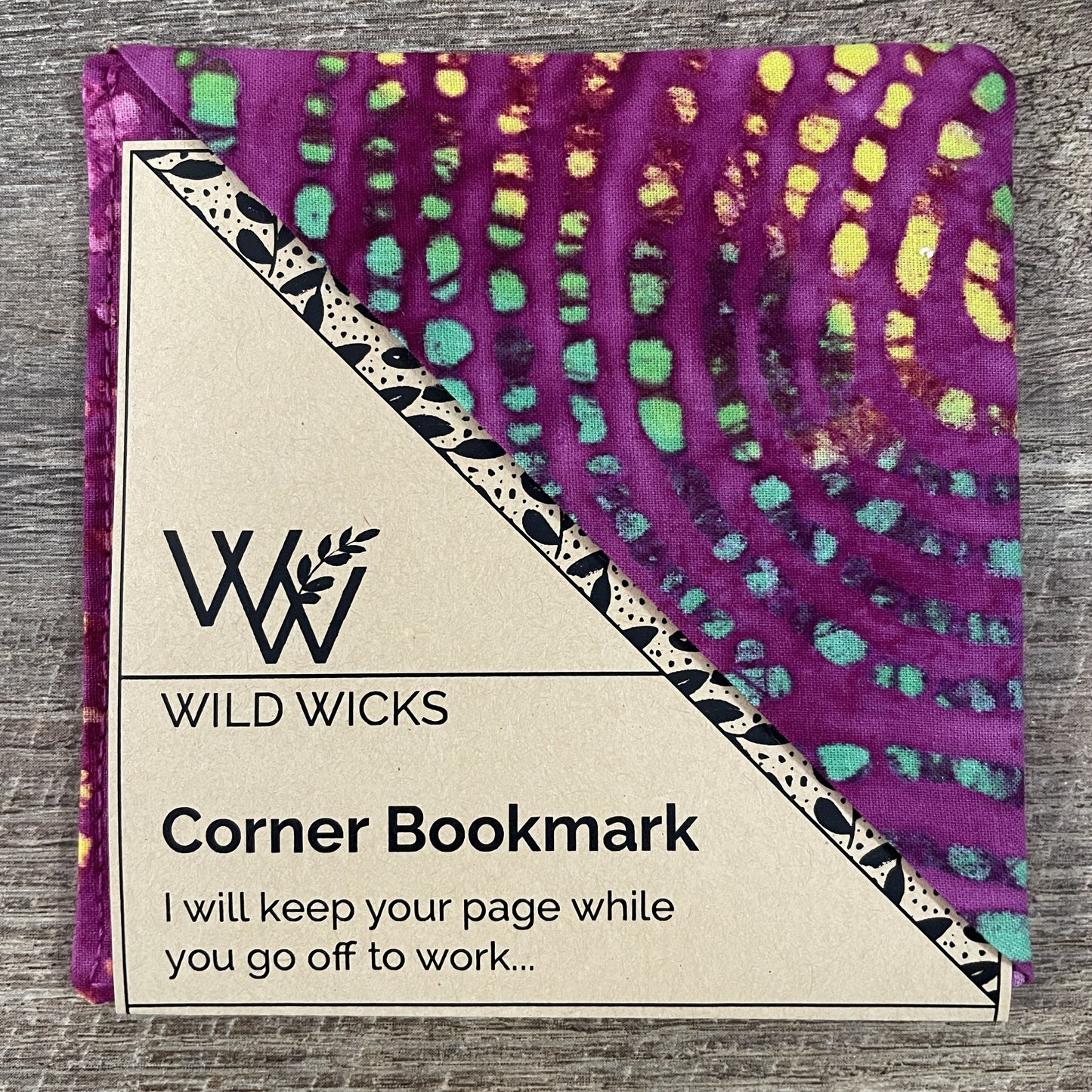 Fabric Corner Bookmark - Magenta Batik