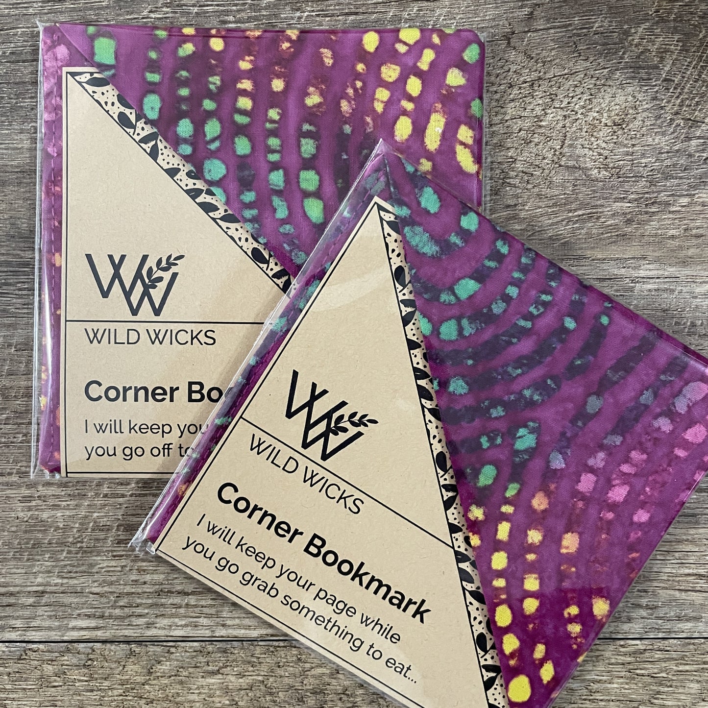 Fabric Corner Bookmark - Magenta Batik