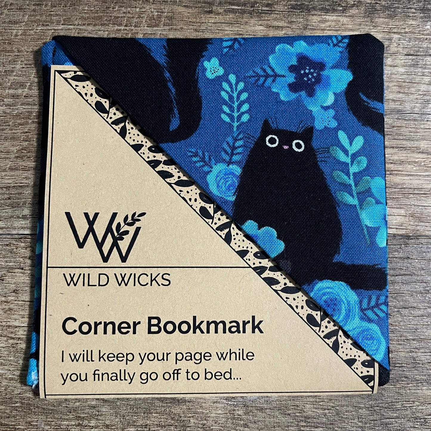 Fabric Corner Bookmark - Black Cat