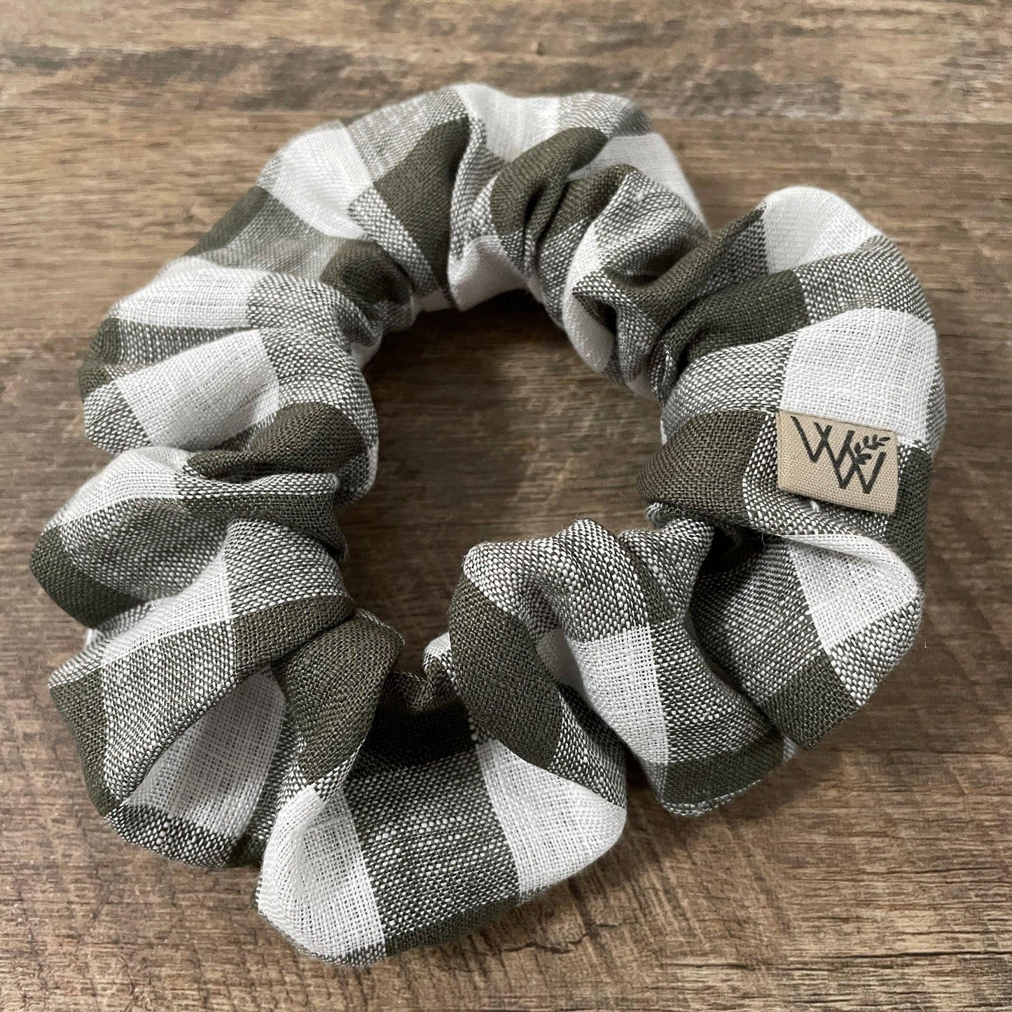 Scrunchies - Khaki Gingham