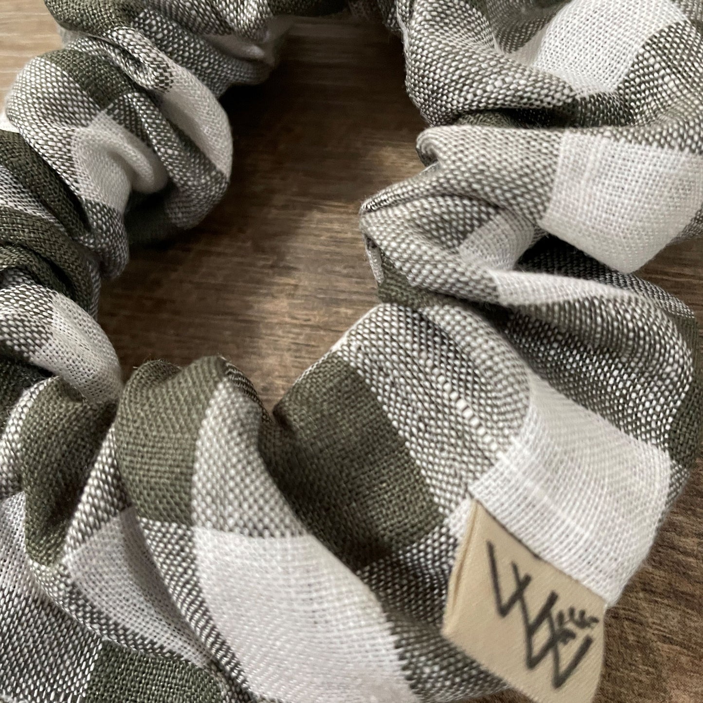 Scrunchies - Khaki Gingham