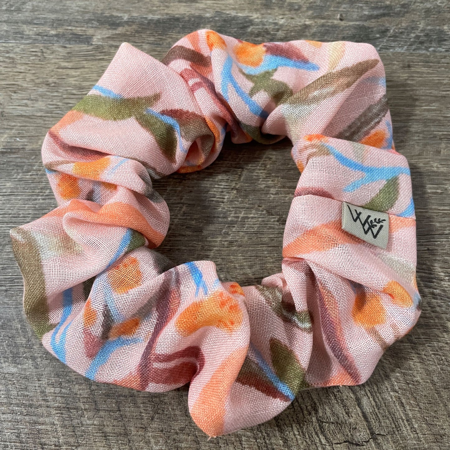 Scrunchies - Peach Leafy Blossoms