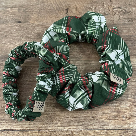 Scrunchies - Green Red White Christmas Plaid