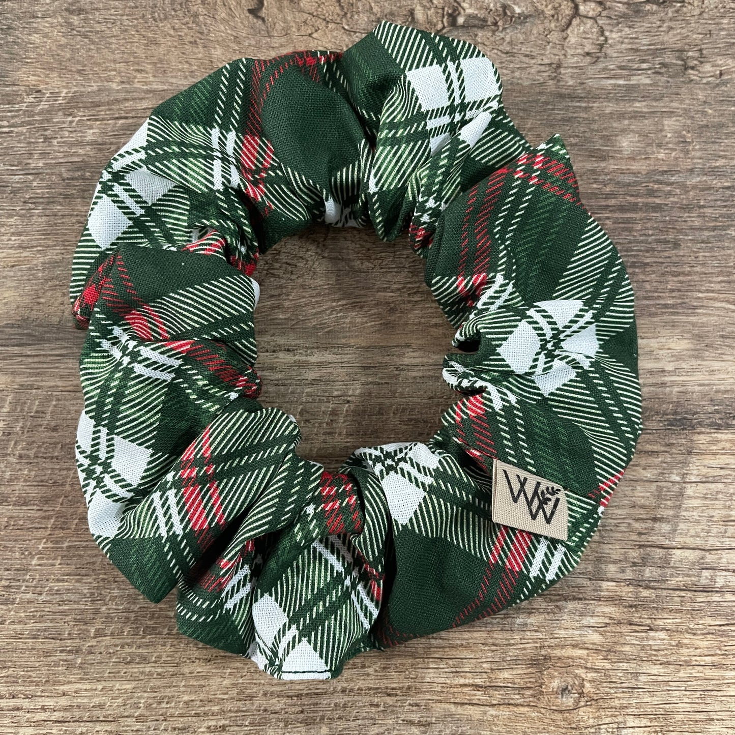 Scrunchies - Green Red White Christmas Plaid