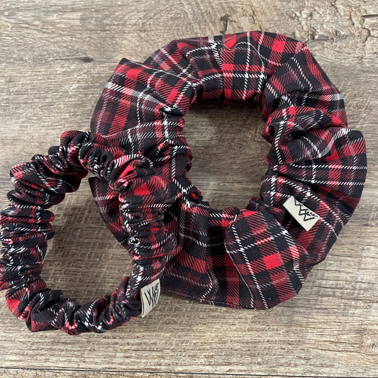 Scrunchies - Black Red White Christmas Plaid