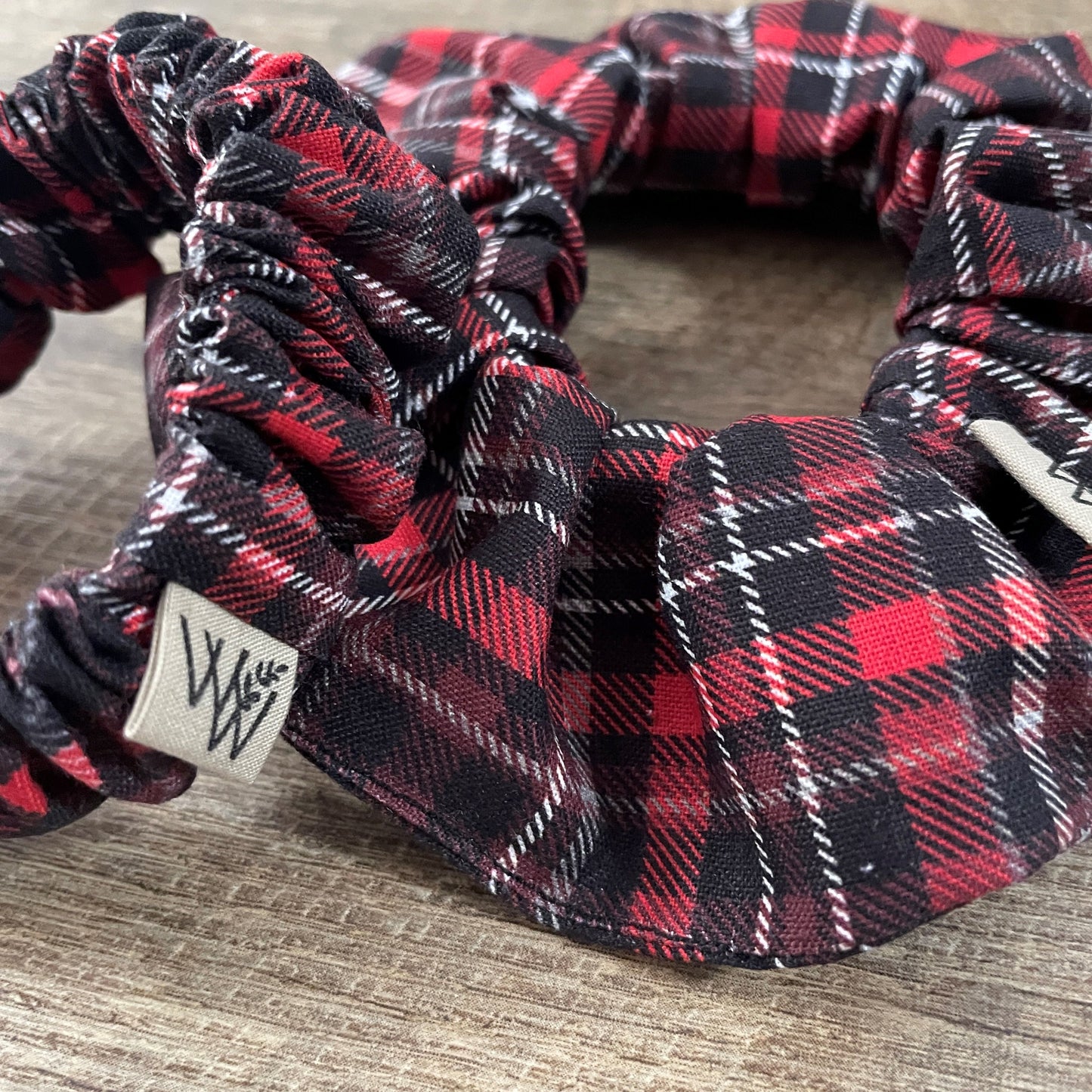 Scrunchies - Black Red White Christmas Plaid