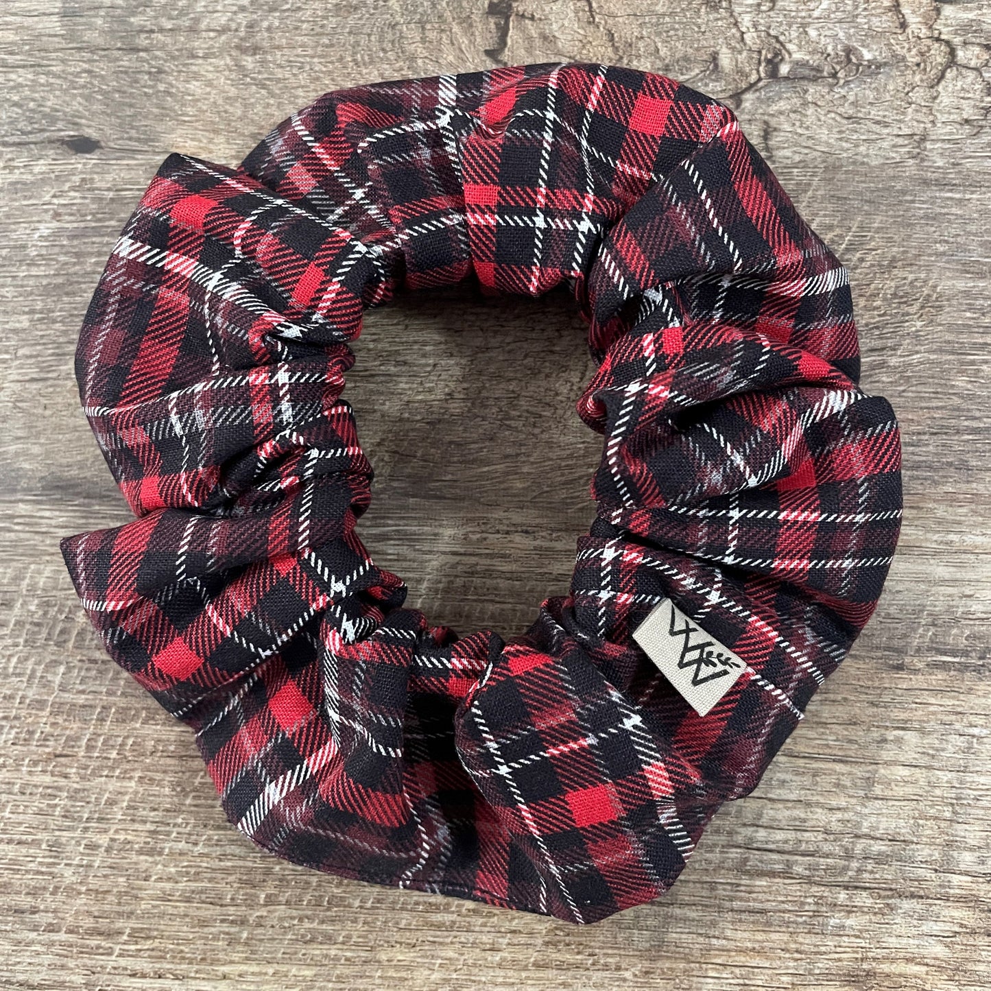 Scrunchies - Black Red White Christmas Plaid