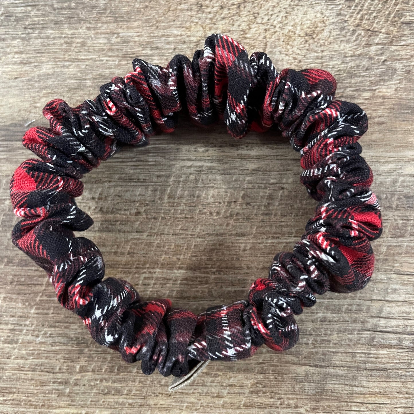 Scrunchies - Black Red White Christmas Plaid