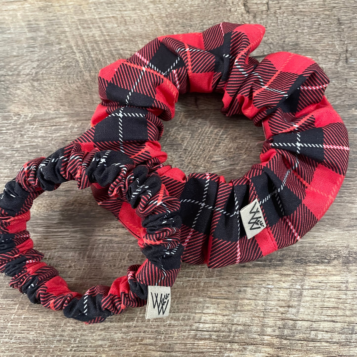 Scrunchies - Red Black White Christmas Plaid