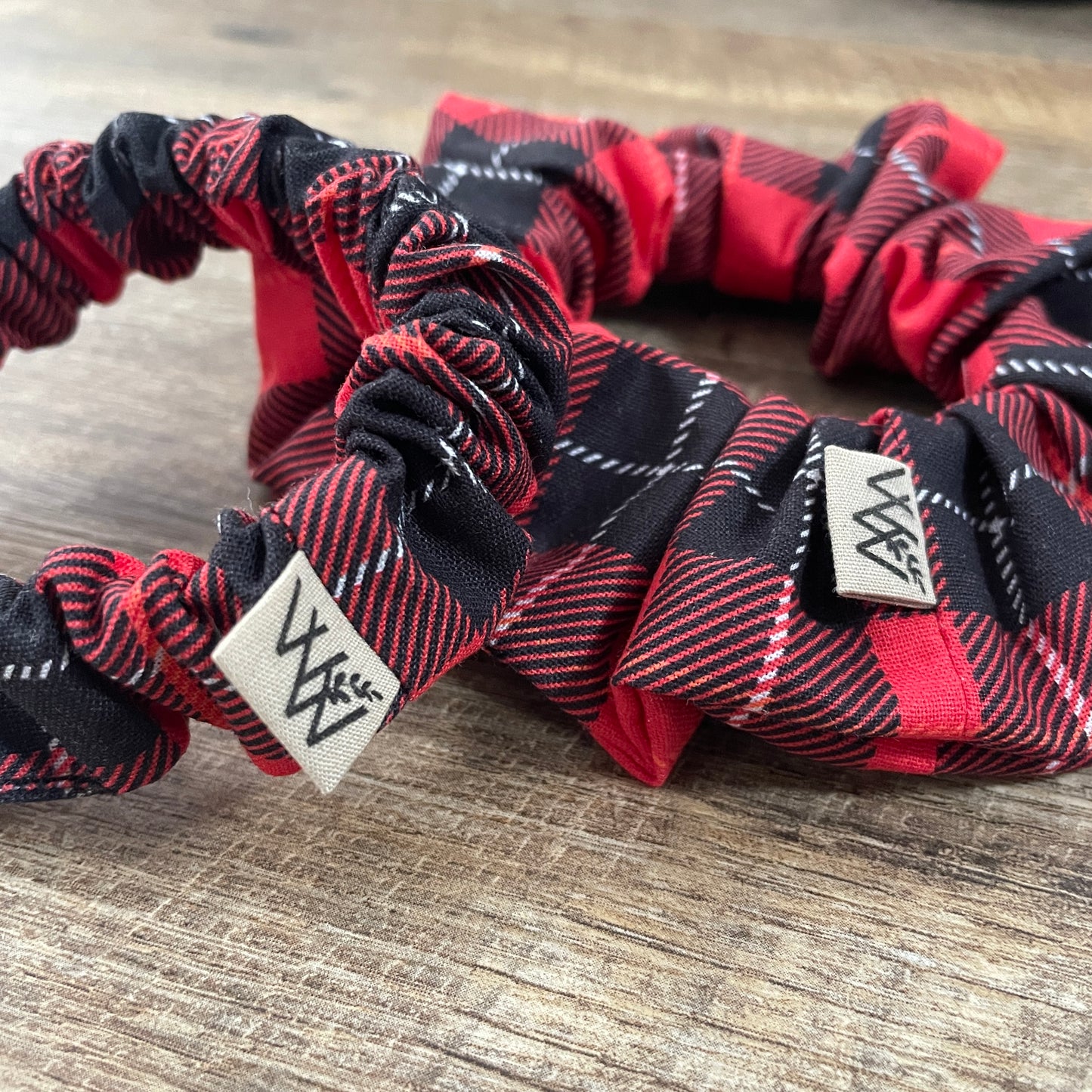 Scrunchies - Red Black White Christmas Plaid