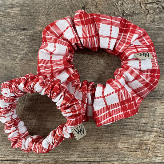 Scrunchies - Red White Christmas Plaid