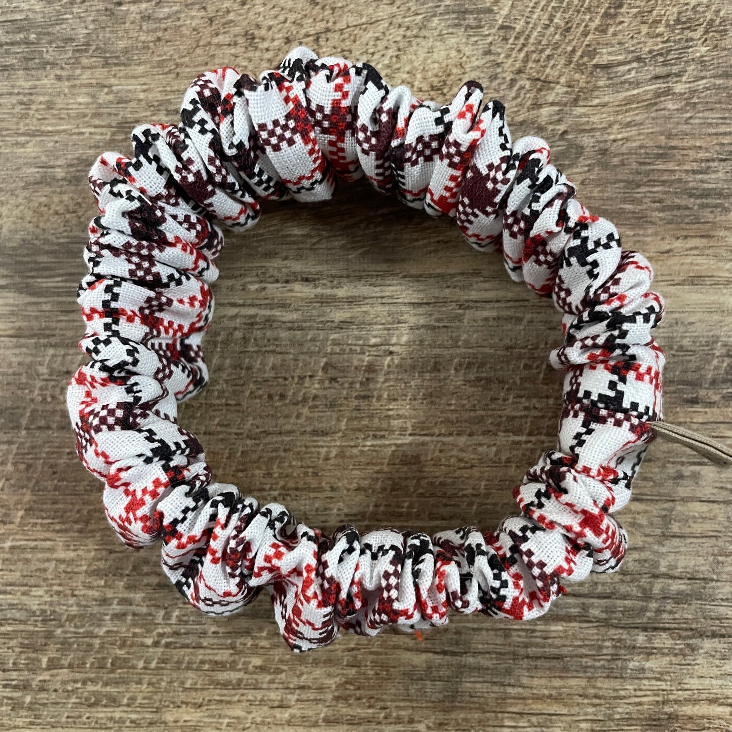 Scrunchies - White Black Red Christmas Plaid