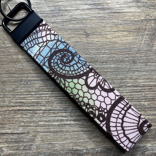 Fabric Fob Keychain - Brown Lace