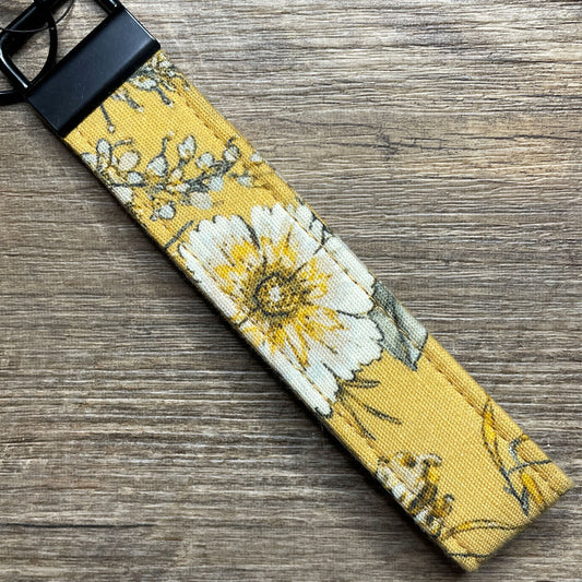 Fabric Fob Keychain - Mustard Floral