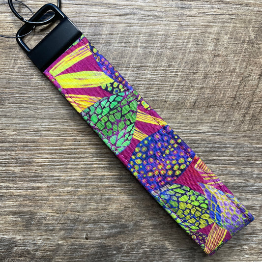 Fabric Fob Keychain - Tropical Punch Fuchsia
