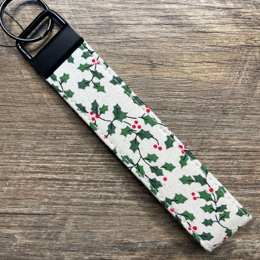 Fabric Fob Keychain - Calico Holly