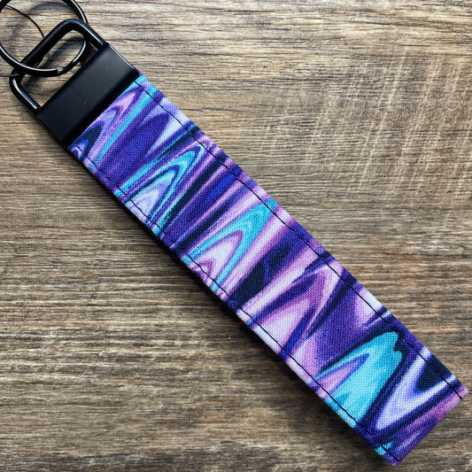 Fabric Fob Keychain - Purple Ripples