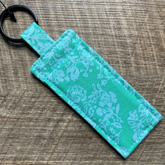 Lip Balm Holder Keyring - Mint & Sky Floral