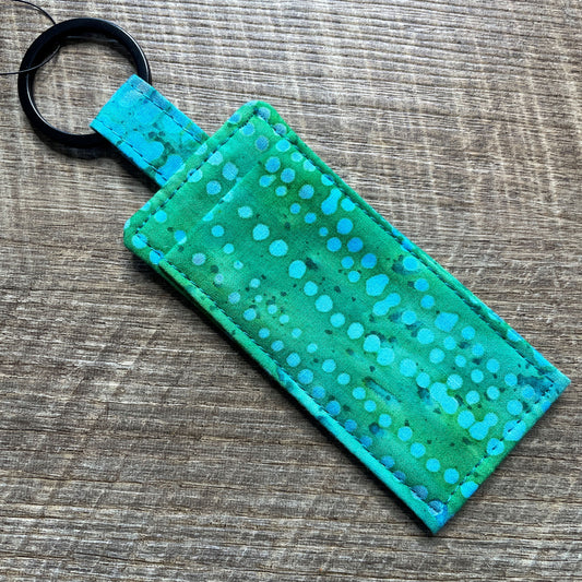 Lip Balm Holder Keyring - Dot Waves Green