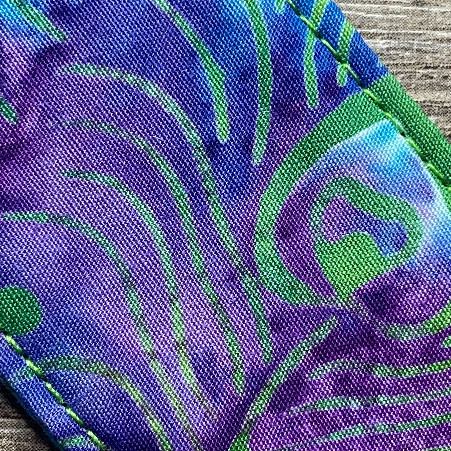 Lip Balm Holder Keyring - Green Peacock Feather