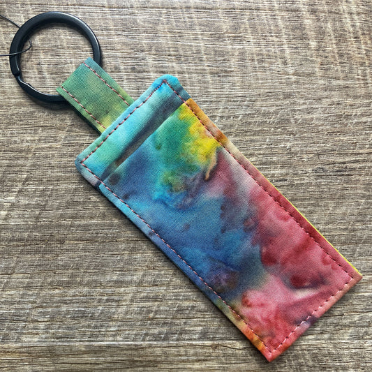 Lip Balm Holder Keyring - Rainbow Tie Dye
