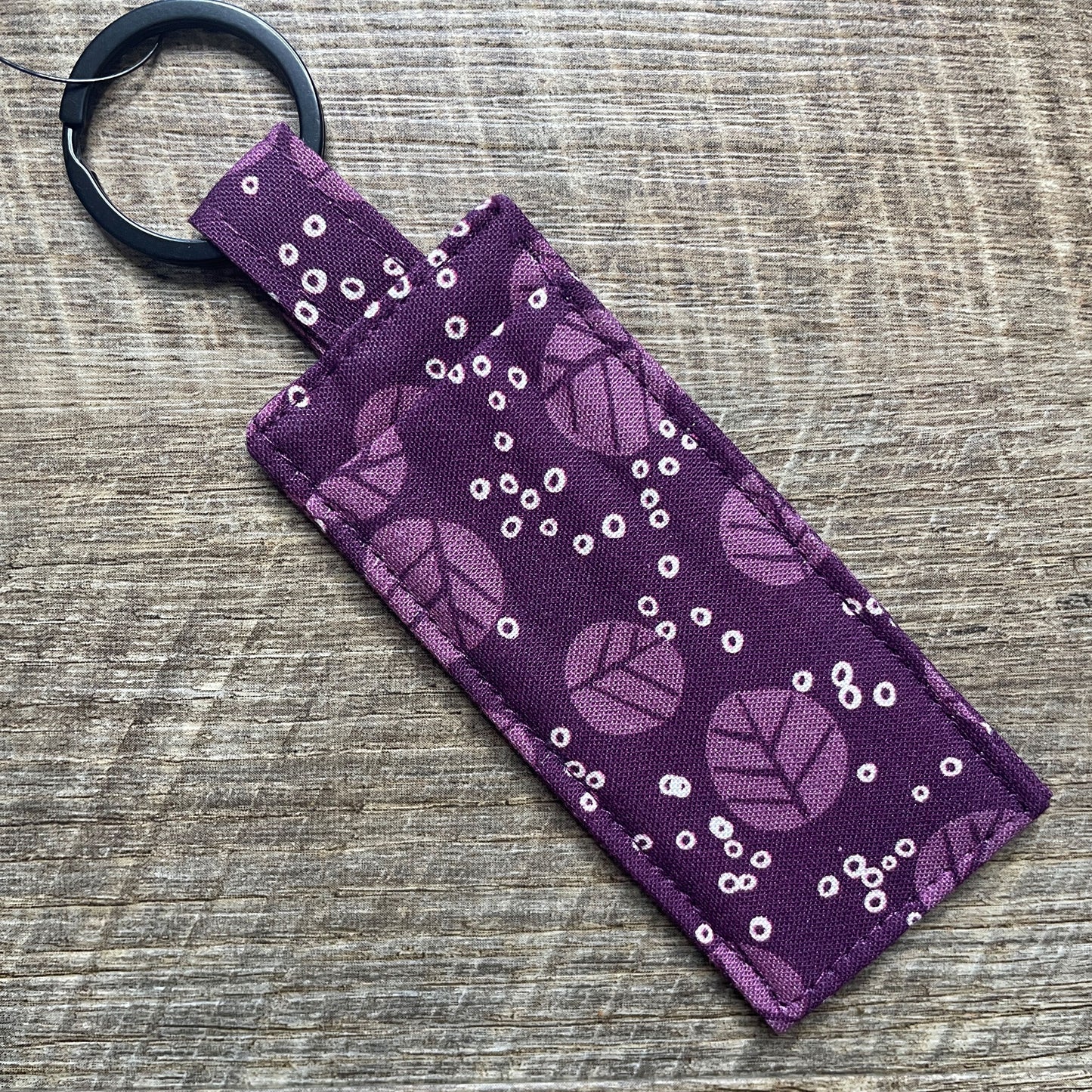 Lip Balm Holder Keyring - Plum Leaf