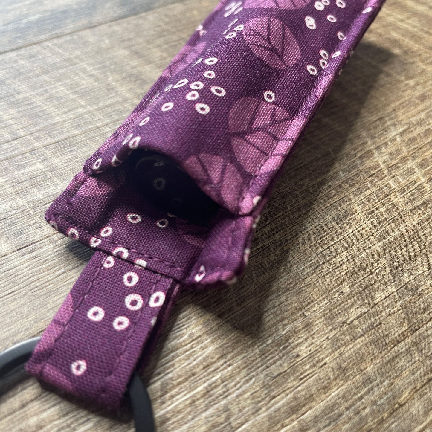 Lip Balm Holder Keyring - Plum Leaf