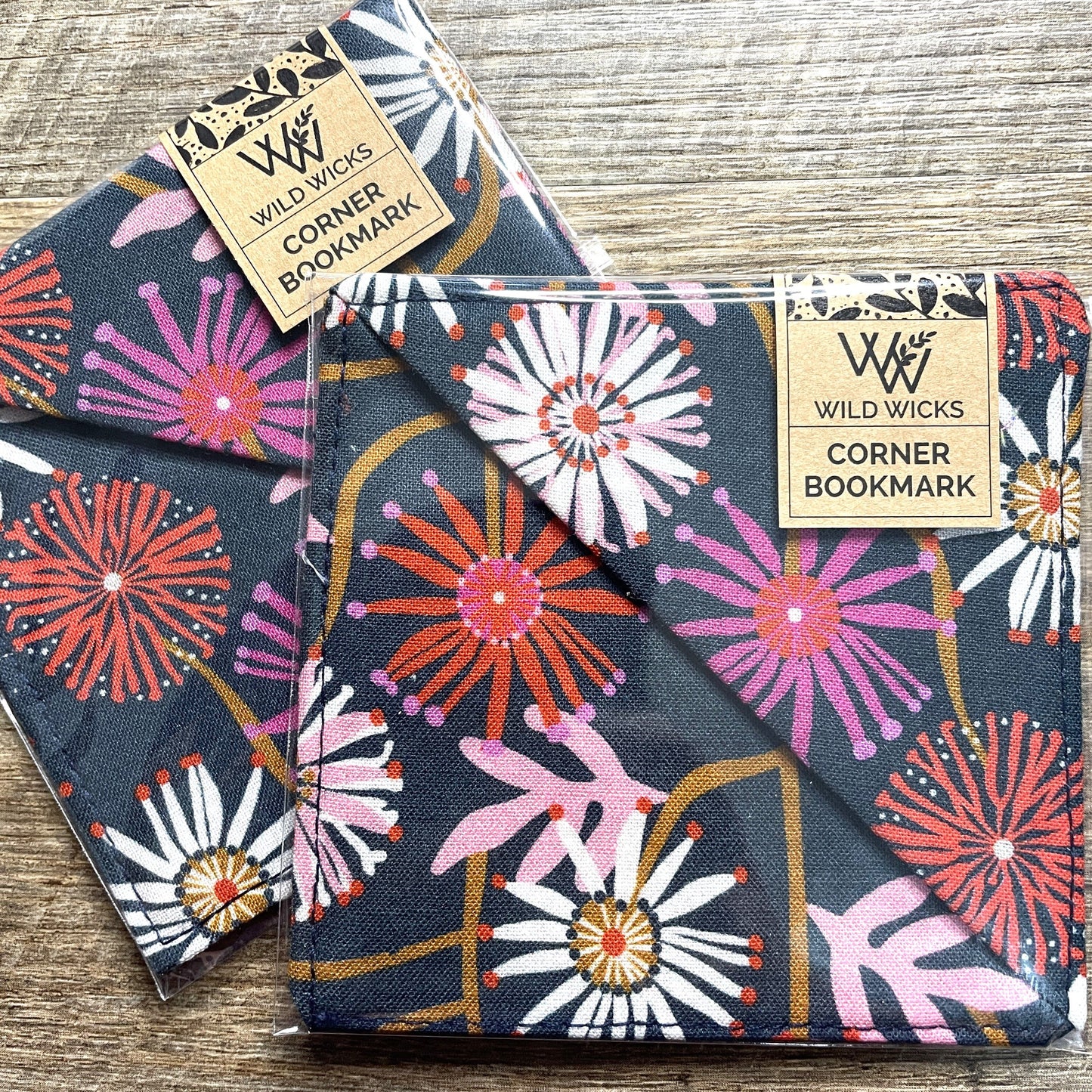 Fabric Corner Bookmark - JP Blossom Navy