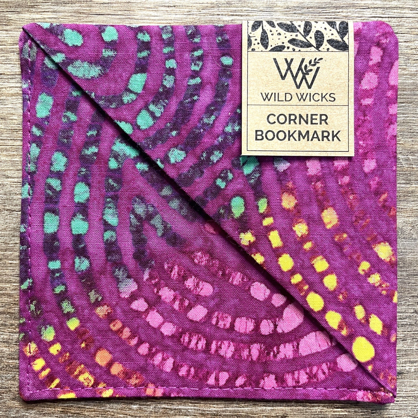 Fabric Corner Bookmark - Magenta Batik