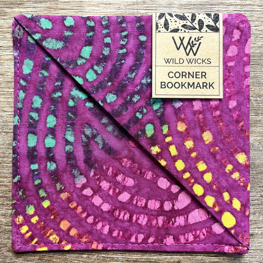 Fabric Corner Bookmark - Magenta Batik