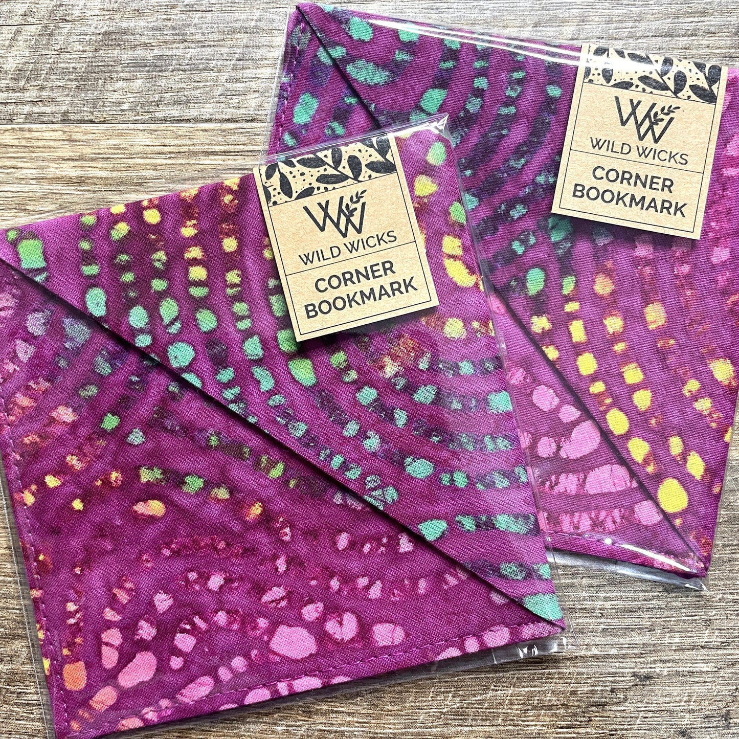 Fabric Corner Bookmark - Magenta Batik