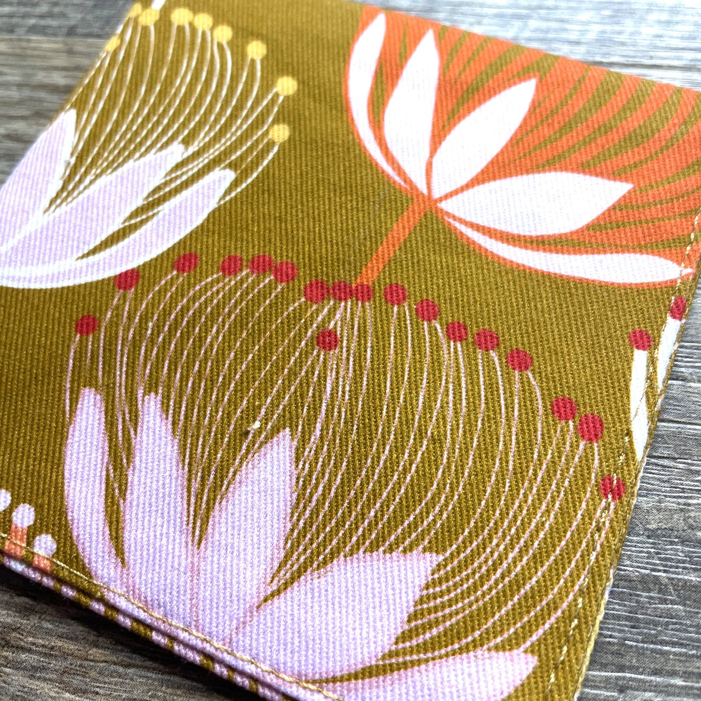 Fabric Corner Bookmark - Mustard Floral