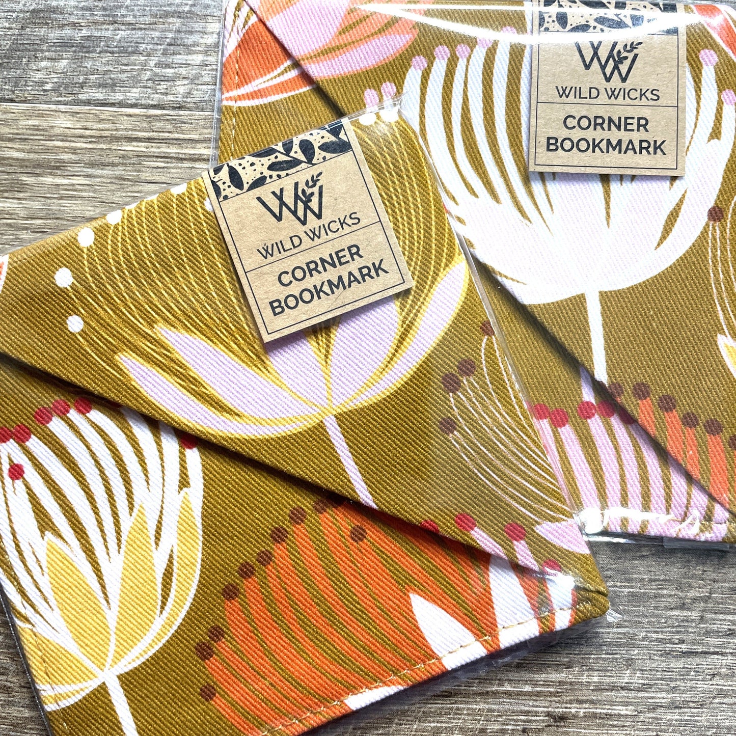 Fabric Corner Bookmark - Mustard Floral