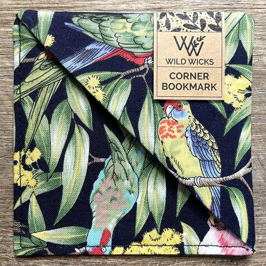 Fabric Corner Bookmark - Parrots
