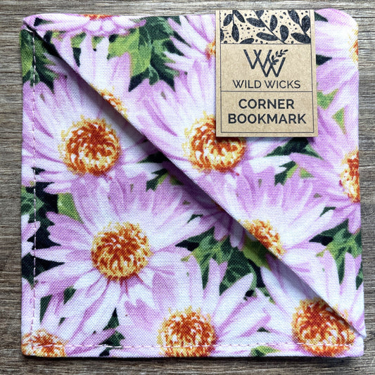 Fabric Corner Bookmark - Pink Daisy