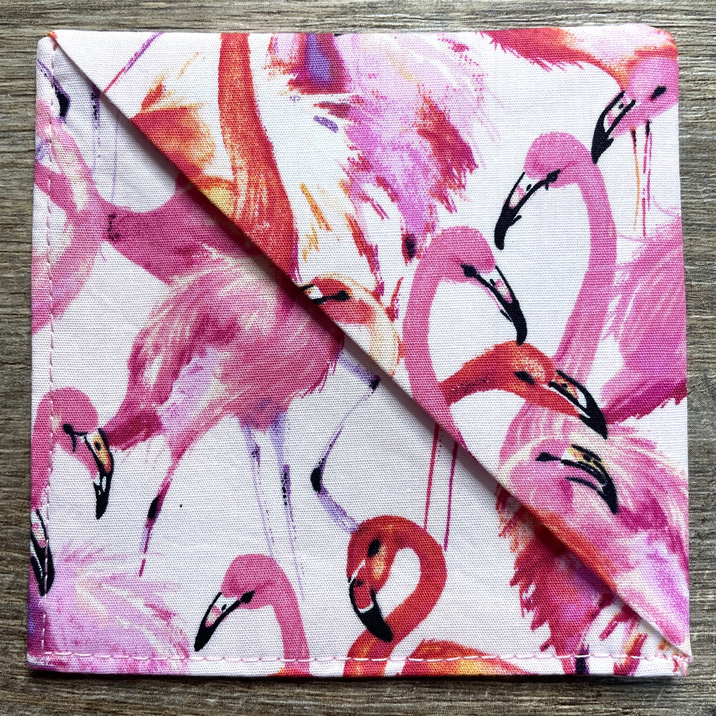 Fabric Corner Bookmark - Pink Flamingo