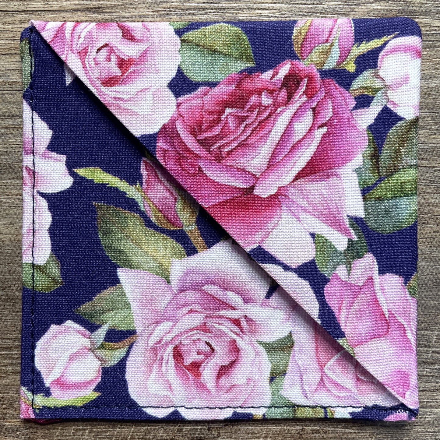 Fabric Corner Bookmark - Pink Rose