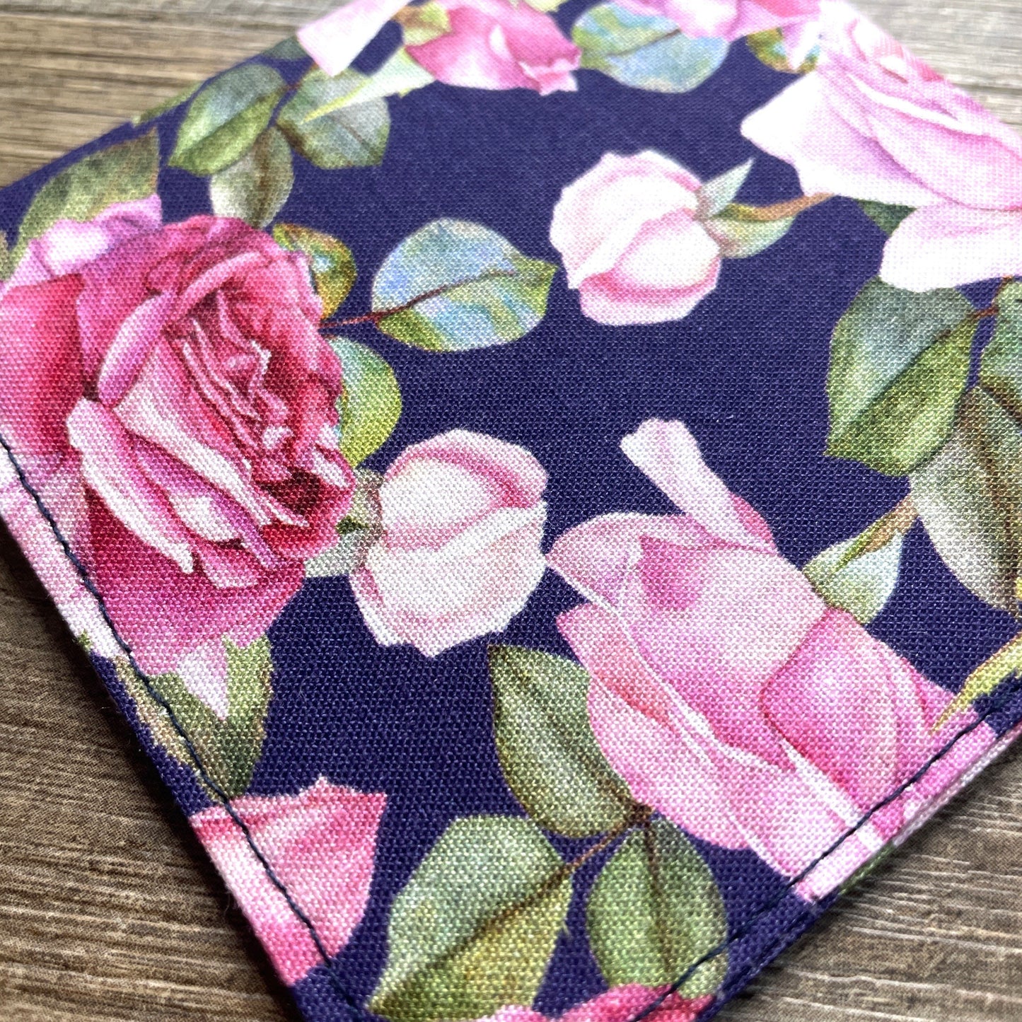 Fabric Corner Bookmark - Pink Rose
