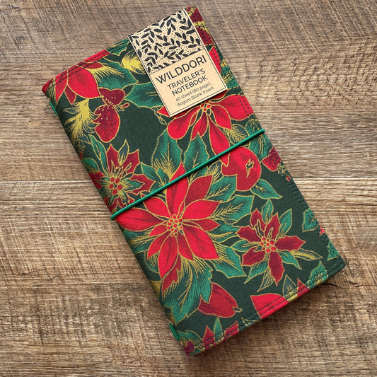 Wilddori Traveler's Notebook Cover Christmas Poinsettia