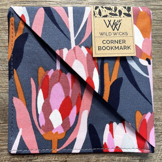 Fabric Corner Bookmark - Protea