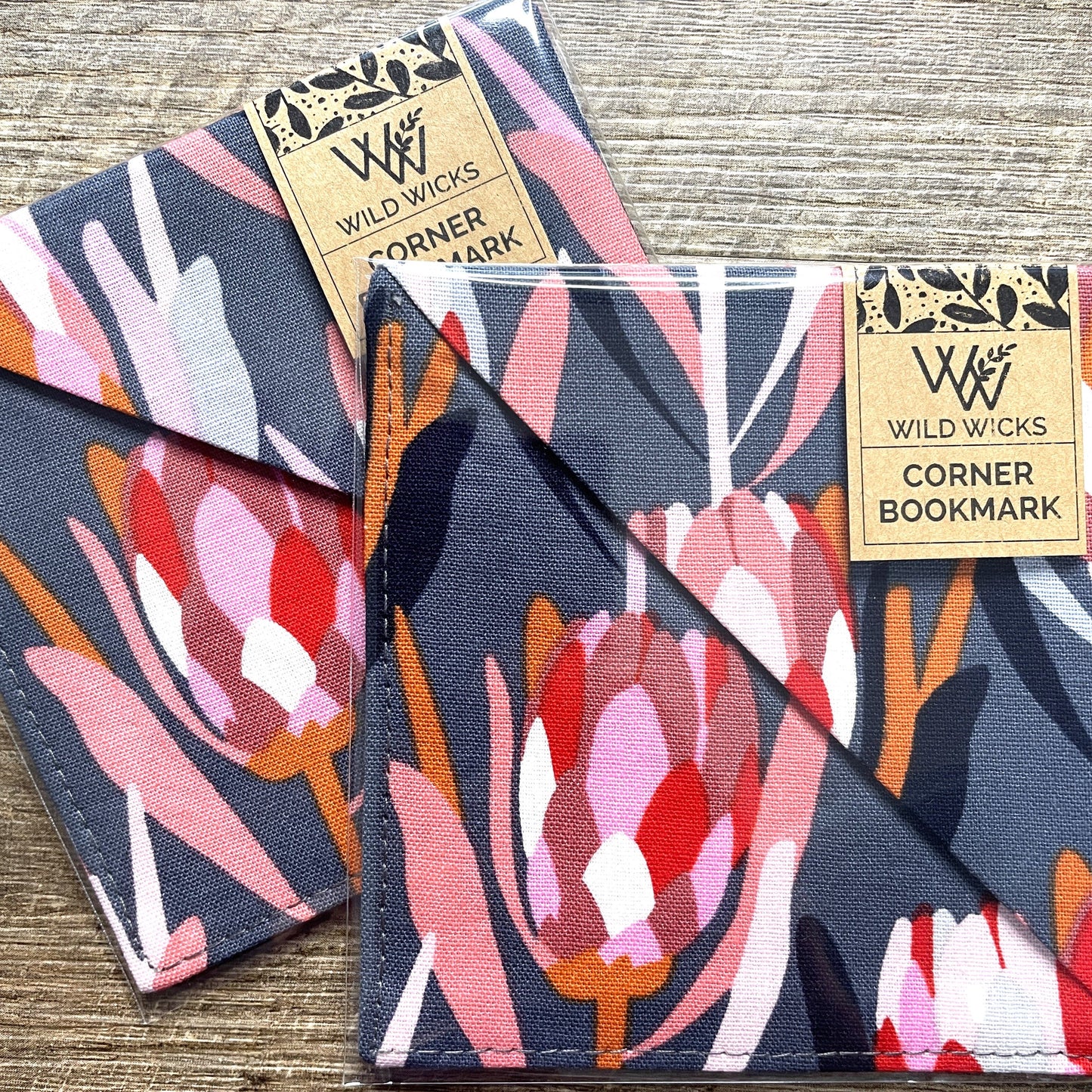 Fabric Corner Bookmark - Protea