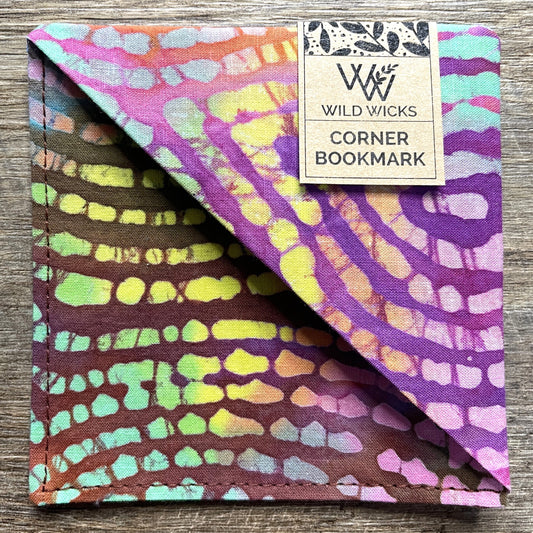 Fabric Corner Bookmark - Rainbow Batik