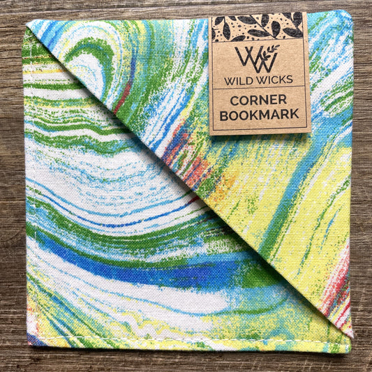 Fabric Corner Bookmark - Rainbow Marble