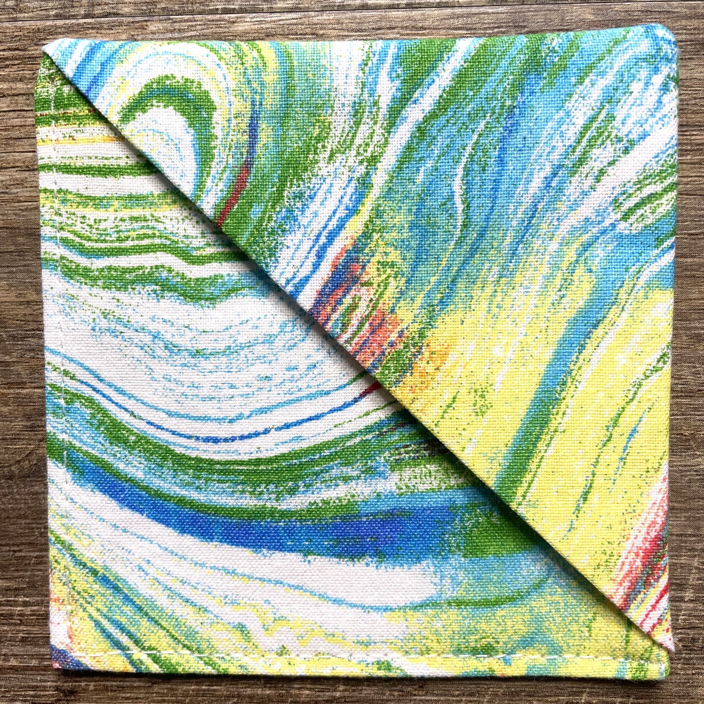 Fabric Corner Bookmark - Rainbow Marble